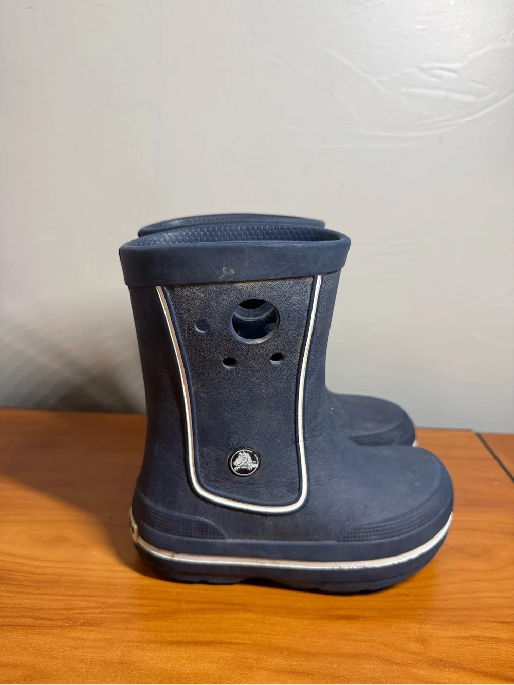 Crocs Kids Pull On Slip on Rain Boot Navy Blue Boys 10/11